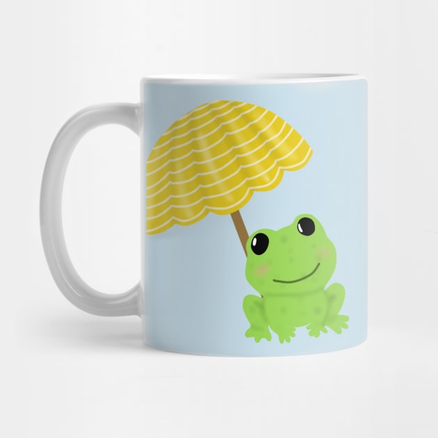 Frog under beach umbrella by Becky-Marie